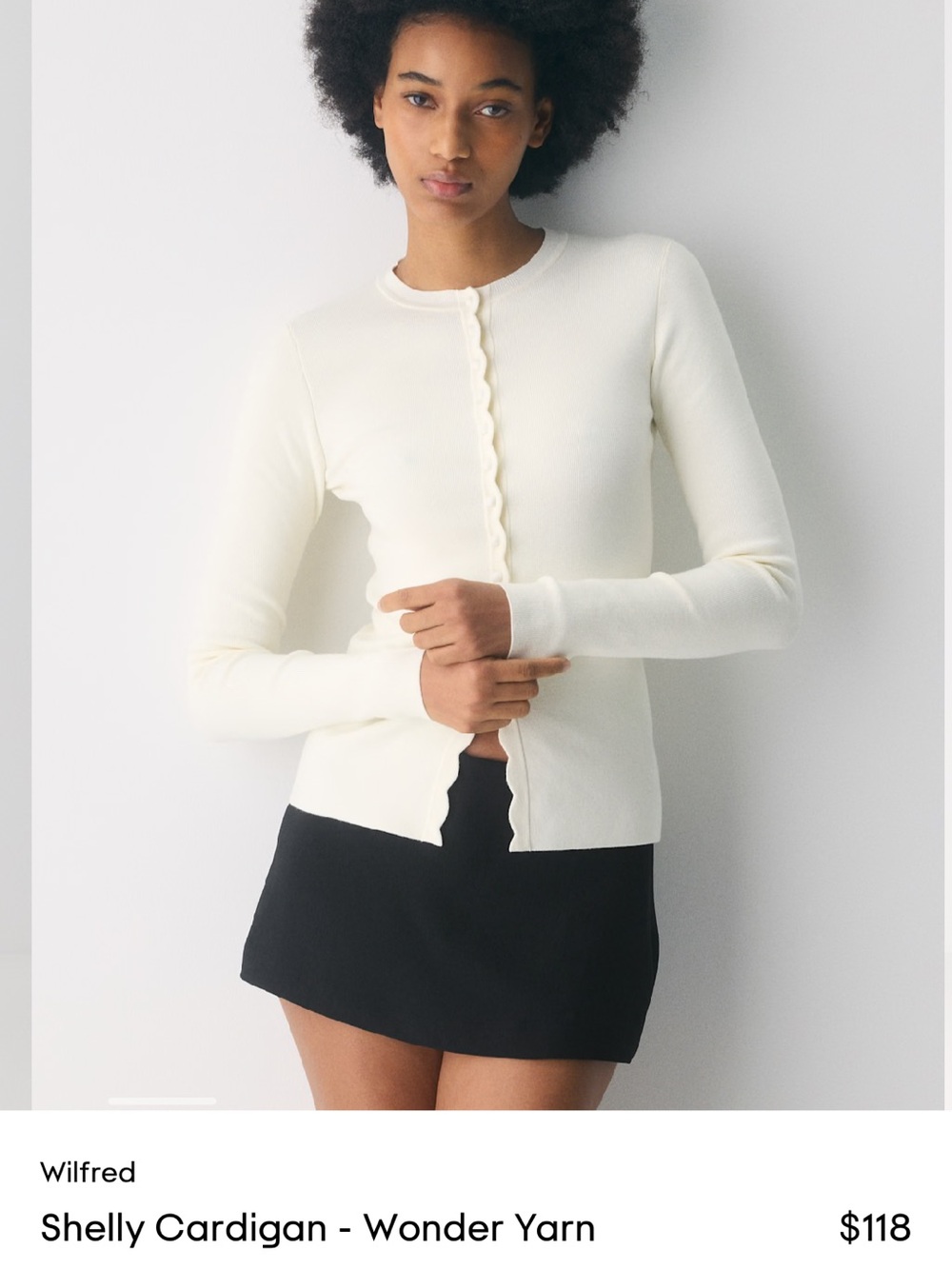 Wilfred Shelly Cream Scalloped-Edge Knit Cardigan